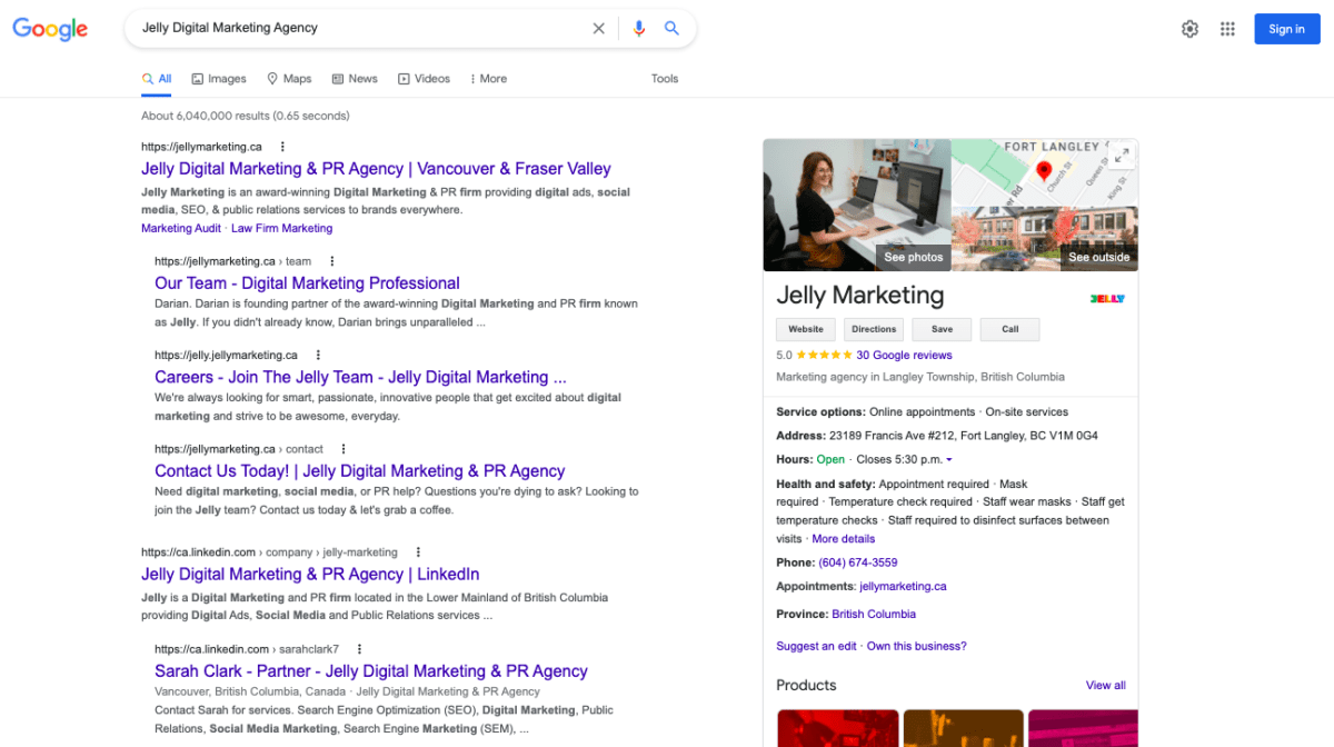 Example: Jelly Digital Marketing Agency - Keyword research tip example