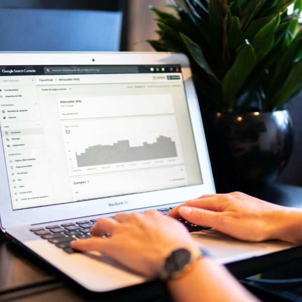 A person types on his computer